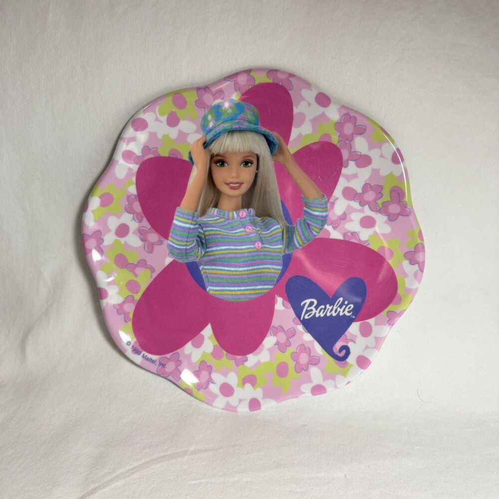 Vintage Barbie Melamine 1999 Zak Designs Mattel Pink Flower Blonde